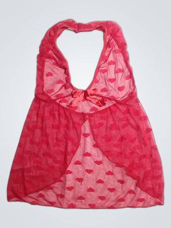 Red Heart Mesh Bra