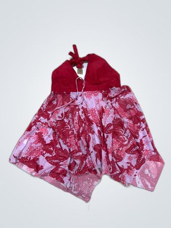 Red and White Floral Romper