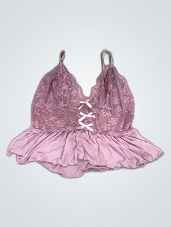 Pink Lace Trimmed Top