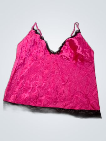 Pink Camisole with Black Lace Trim