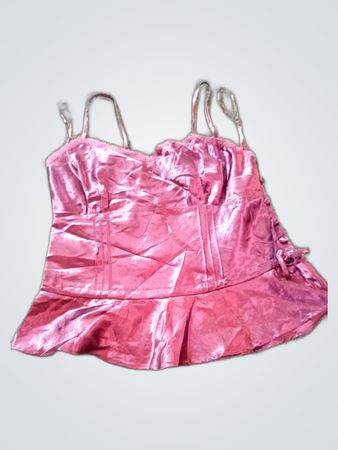 Pink Satin Corset Top