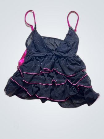 G.Capra Black Ruffled Cami Top