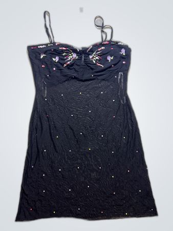 Oasis Black Embroidered Dress