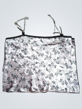 Pink Satin Top with Floral Pattern