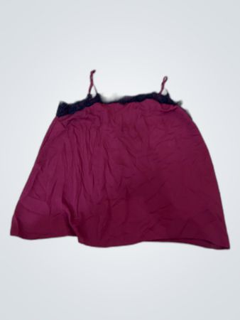 Papaya Maroon Skirt with Black Lace Trim