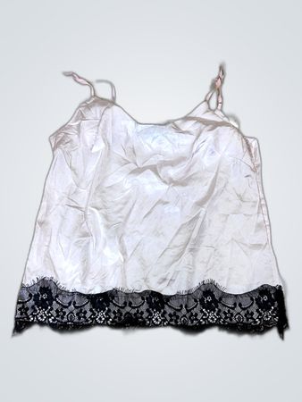 Pink Camisole with Black Lace Trim