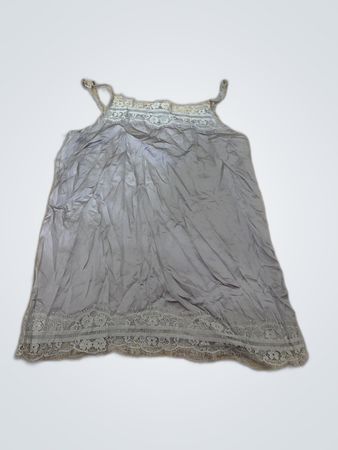 Grey Lace Trimmed Slip Dress