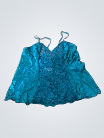 Teal Lace-Detail Silk Camisole