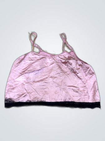 Pink Camisole with Black Lace Trim