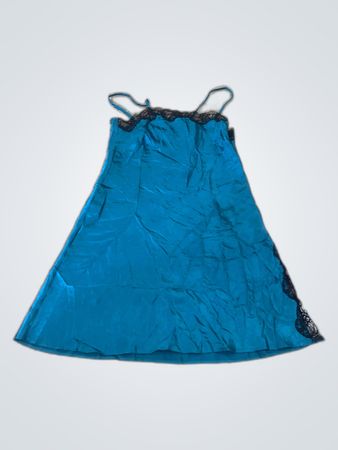 Blue Chemise with Lace Trim