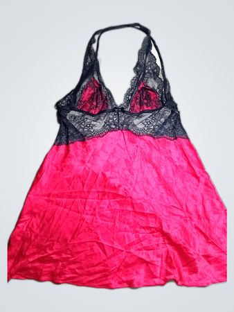 Women's Pink Chemise with Black Lace