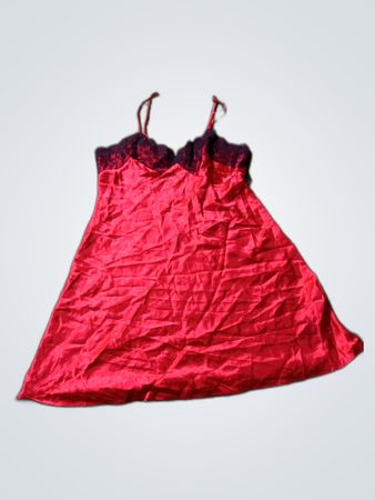 Red Lace-Trimmed Nightgown