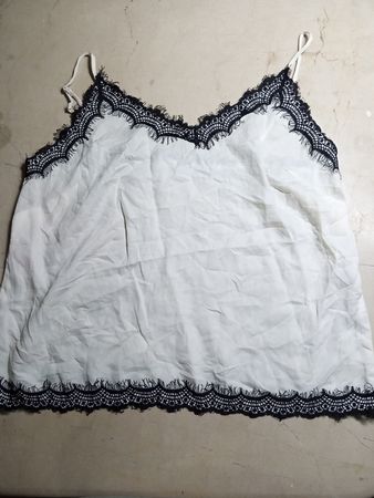 White Camisole with Black Lace Trim