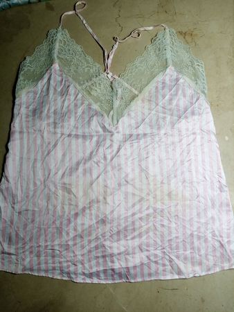 Pink Striped Camisole with Lace Trim