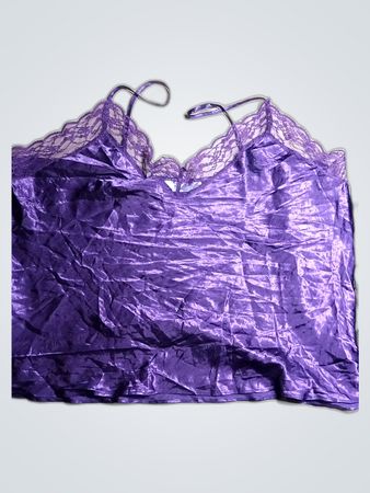 Purple Lace-Trimmed Silk Camisole