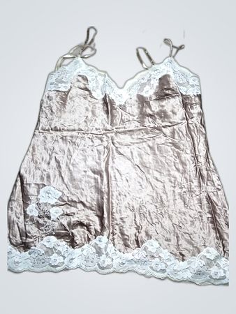 Elam beige satin camisole with lace trim
