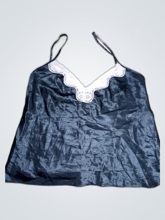 Avon Black Satin Cami with Lace Trim
