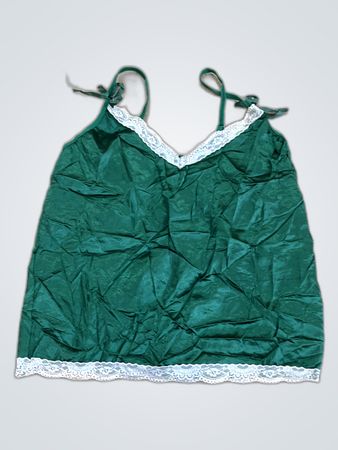 Green Camisole with Lace Trim