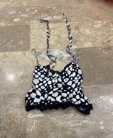 River Island Black and White Polka Dot Lace Camisole