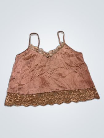 Topshop Brown Lace Trim Camisole