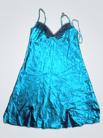 George Teal Satin Slip Dress