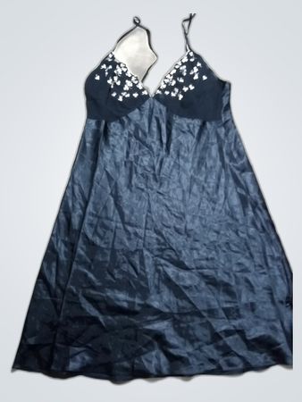 Black Nightdress with White Floral Details