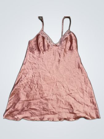 Pink Satin Chemise with Lace