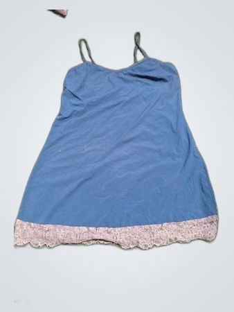 Blue Nightdress with Lace Trim