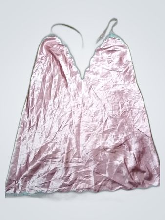 Pink Satin Chemise with Lace Trim
