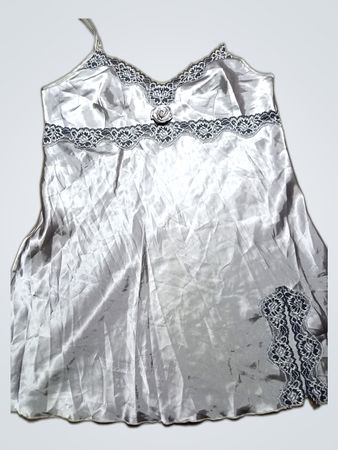 Women's Satin Chemise with Lace Trim