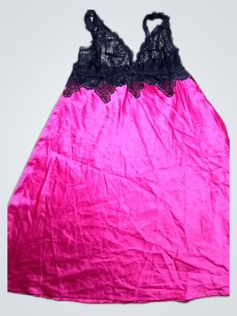 Pink Nightgown with Black Lace