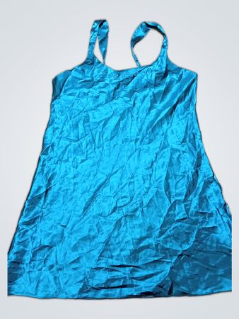 Teal Satin Halter Neck Dress