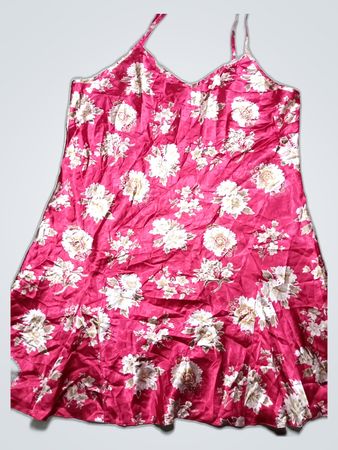 Pink Floral Satin Slip Dress