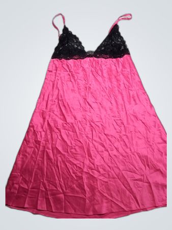 Pink Nightgown with Black Lace