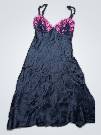 Reger Black Nightgown with Pink Floral Details