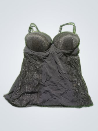 Black Lace Bra and Chemise Set