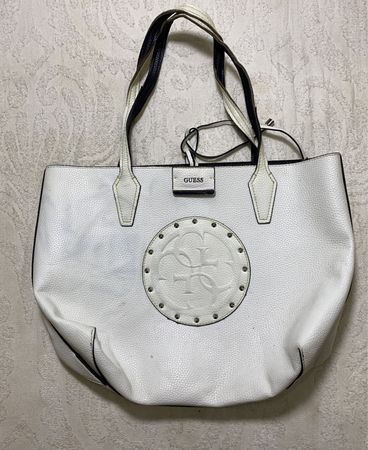 White Leather Tote Bag