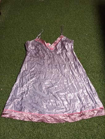 Secret Possession Grey Satin Slip Dress