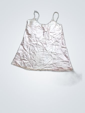 Pink Satin Chemise with Lace Hem