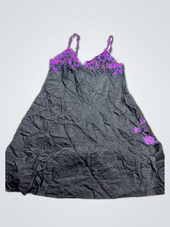 Black Nightgown with Purple Floral Lace