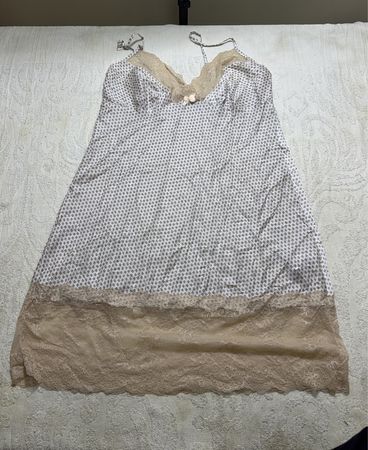 Bershka White Polka Dot Lace Trim Slip Dress