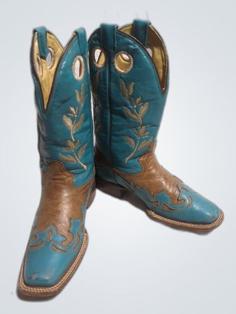 Botas de Cowboy Azuis e Marrons