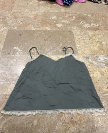 Gray Camisole with Lace Trim
