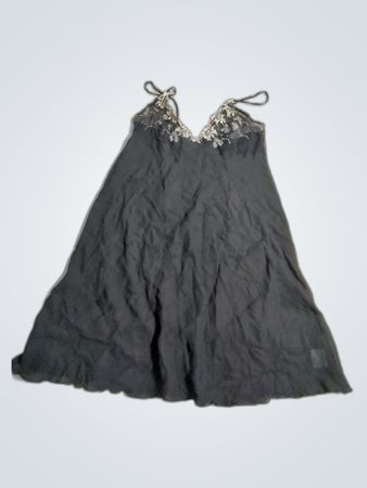Gray Chemise with Lace Detail