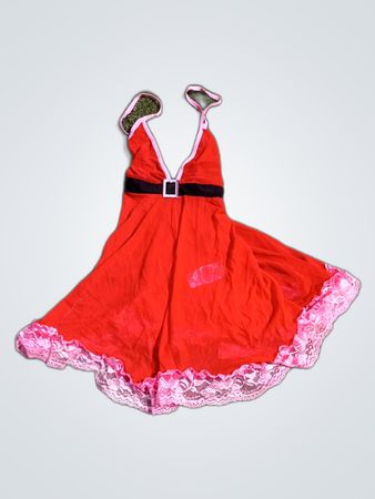 Women's Red Dress with Pink Lace