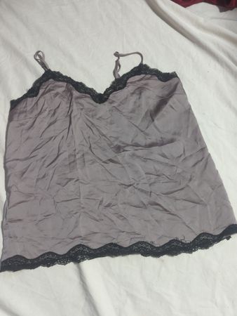 Gray Cami with Black Lace Trim