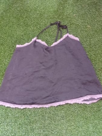 Gray Lace-Trimmed Top