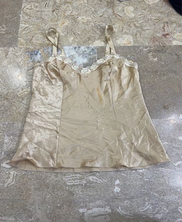 M&S beige camisole with lace trim