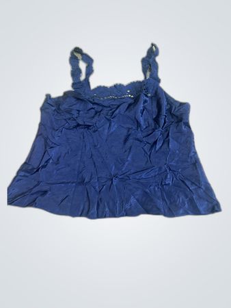 Blue Ruffled Tank Top