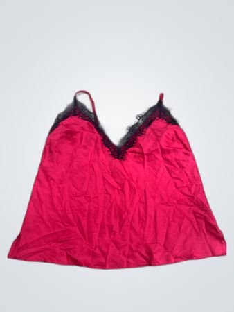 Camisola con Bordo in Pizzo Rosso